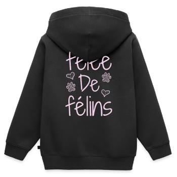 GEKNACKT MIT KATZEN! (chat) - Wortspiele - François - Kinder Premium Organic Zip Hoodie - Schwarz - Hinten - AI Model Kid Male (0cm)
