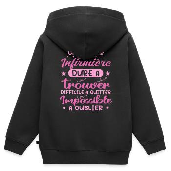 Une Super Infirmière - Cadeau infirmière - Sweat Premium à capuche zippé enfant bio - noir - Dos - AI Model Kid Male (0cm)