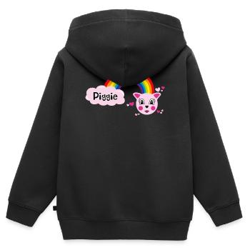 Piggie mimi par Helfspawn - Sweat Premium à capuche zippé enfant bio - noir - Dos - AI Model Kid Male (0cm)