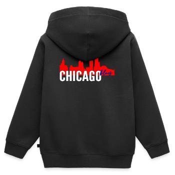 Chicago Blues - Sweat Premium à capuche zippé enfant bio - noir - Dos - AI Model Kid Male (0cm)