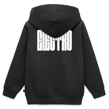 Glyphes verticaux monochromes - Sweat Premium à capuche zippé enfant bio - noir - Dos - AI Model Kid Male (0cm)