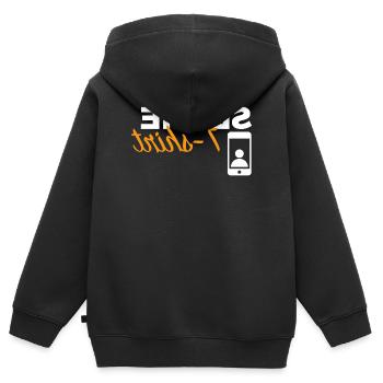 Selfie T-shirt - Sweat Premium à capuche zippé enfant bio - noir - Dos - AI Model Kid Male (0cm)