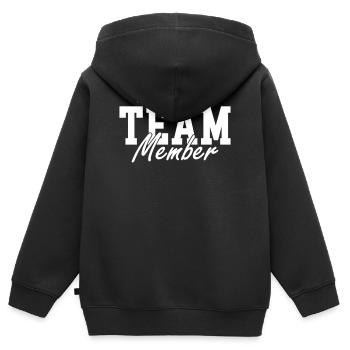Team Mitglied - Kinder Premium Organic Zip Hoodie - Schwarz - Hinten - AI Model Kid Male (0cm)