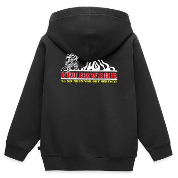 Feuerwehr 24 Stunden Vor Ort - Kinder Premium Organic Zip Hoodie - Schwarz - Hinten - AI Model Kid Male (0cm)