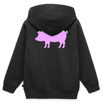  Schwein Silhouette - Kinder Premium Organic Zip Hoodie - Schwarz - Hinten - AI Model Kid Male (0cm)