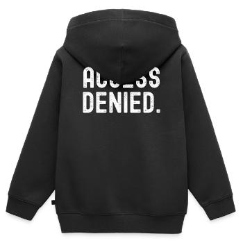 Zugriff verweigert fettgedruckte Typografie - Kinder Premium Organic Zip Hoodie - Schwarz - Hinten - AI Model Kid Male (0cm)