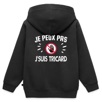 je peux pas je suis tricard - Sweat Premium à capuche zippé enfant bio - noir - Dos - AI Model Kid Male (0cm)