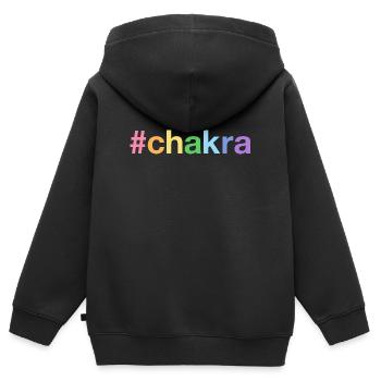 CHAKRA Hashtag - Kinder Premium Organic Zip Hoodie - Schwarz - Hinten - AI Model Kid Male (0cm)