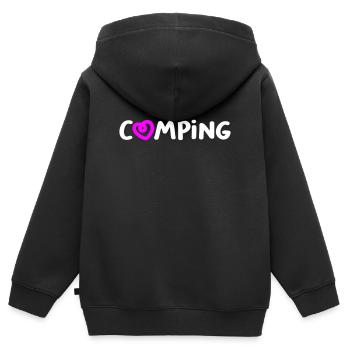 Camping Heart Camper Handwriting Caravan Van Life - Kids Premium Organic Zip-up Hoodie - black - Back - AI Model Kid Male (0cm)