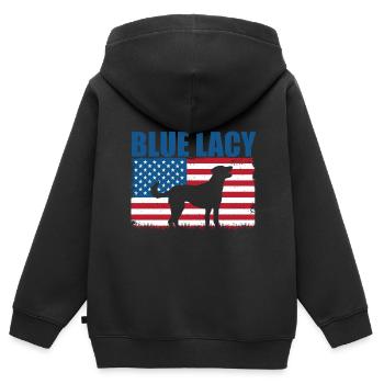 Lacy bleue - Sweat Premium à capuche zippé enfant bio - noir - Dos - AI Model Kid Male (0cm)