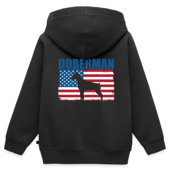 Doberman - Sweat Premium à capuche zippé enfant bio - noir - Dos - AI Model Kid Male (0cm)