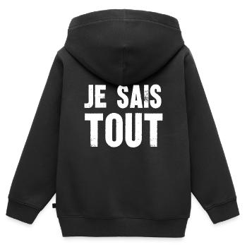 je sais tout - Sweat Premium à capuche zippé enfant bio - noir - Dos - AI Model Kid Male (0cm)