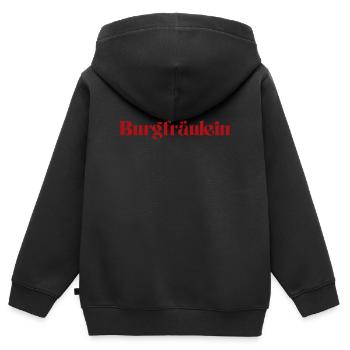 Burgfräulein - Kinder Premium Organic Zip Hoodie - Schwarz - Hinten - AI Model Kid Male (0cm)