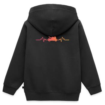 Motorcycle Biker Sunset Heartbeat Motorcycle - Kids Premium Organic Zip-up Hoodie - black - Back - AI Model Kid Male (0cm)