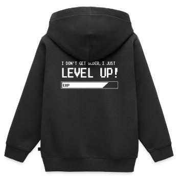 Level Up - Kinder Premium Organic Zip Hoodie - Schwarz - Hinten - AI Model Kid Male (0cm)