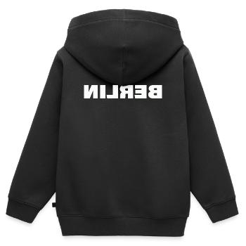 Berlin - Sweat Premium à capuche zippé enfant bio - noir - Dos - AI Model Kid Male (0cm)