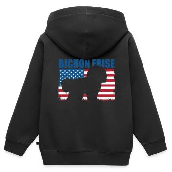 Bichon Frise - Sweat Premium à capuche zippé enfant bio - noir - Dos - AI Model Kid Male (0cm)
