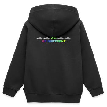 Be different - Kinder Premium Organic Zip Hoodie - Schwarz - Hinten - AI Model Kid Male (0cm)