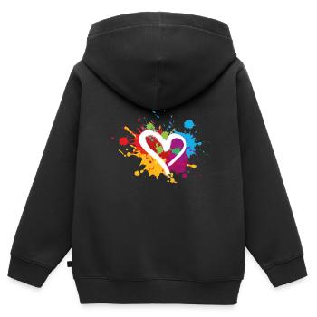 herz,bunt,klecks,farbklecks,bunt - Kinder Premium Organic Zip Hoodie - Schwarz - Hinten - AI Model Kid Male (0cm)