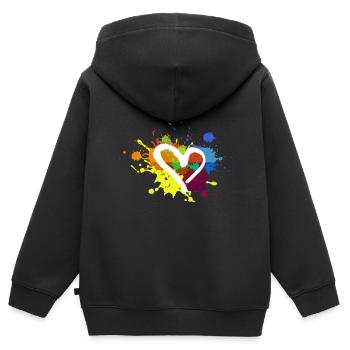herz,bunt,klecks,farbklecks,bunt - Kinder Premium Organic Zip Hoodie - Schwarz - Hinten - AI Model Kid Male (0cm)