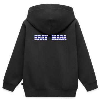KravMaga Style Style Israël - Sweat Premium à capuche zippé enfant bio - noir - Dos - AI Model Kid Male (0cm)