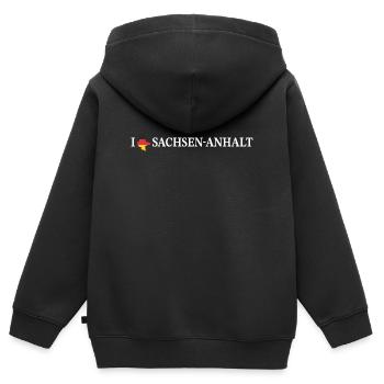 I love Sachsen-Anhalt Deutschland - Kinder Premium Organic Zip Hoodie - Schwarz - Hinten - AI Model Kid Male (0cm)