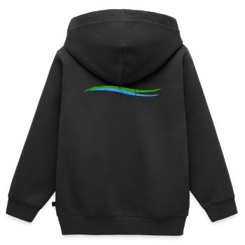 Vagues | Vague | Rivière terrestre - Sweat Premium à capuche zippé enfant bio - noir - Dos - AI Model Kid Male (0cm)