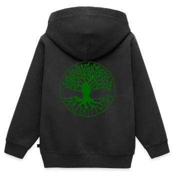 Baum Lebensbaum - Kinder Premium Organic Zip Hoodie - Schwarz - Hinten - AI Model Kid Male (0cm)