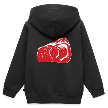 steak juteux - Sweat Premium à capuche zippé enfant bio - noir - Dos - AI Model Kid Male (0cm)