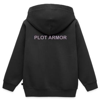 Lustige Sprüche über Plot Armor im Kino - Kinder Premium Organic Zip Hoodie - Schwarz - Hinten - AI Model Kid Male (0cm)