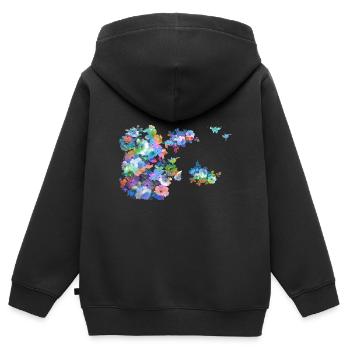 Fleurs,Fleur,Printemps,Fleurs,Coloré - Sweat Premium à capuche zippé enfant bio - noir - Dos - AI Model Kid Male (0cm)