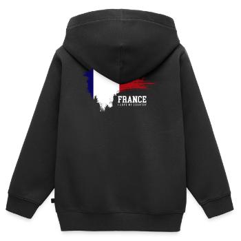 Frankreich Flagge Brush Pride - Kinder Premium Organic Zip Hoodie - Schwarz - Hinten - AI Model Kid Male (0cm)