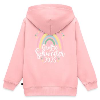 Große Schwester 2023 Boho Style Regenbogen Mädchen - Kinder Premium Organic Zip Hoodie - Rosa - Hinten - AI Model Kid Female (0cm)