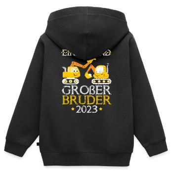 Einzelkind Großer Bruder 2023 Bagger - Kinder Premium Organic Zip Hoodie - Schwarz - Hinten - AI Model Kid Male (0cm)