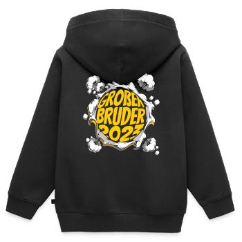 Großer Bruder 2023 Geburt Kleiner Bruder - Kinder Premium Organic Zip Hoodie - Schwarz - Hinten - AI Model Kid Male (0cm)