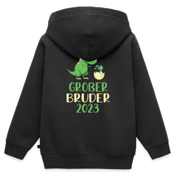 Großer Bruder 2023 Dino - Kinder Premium Organic Zip Hoodie - Schwarz - Hinten - AI Model Kid Male (0cm)