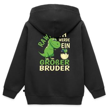 Ich Werde Großer Bruder Geburt Kleiner Bruder Dino - Kinder Premium Organic Zip Hoodie - Schwarz - Hinten - AI Model Kid Male (0cm)