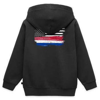 Grunge Flagge Pinselstrich Americana - Kinder Premium Organic Zip Hoodie - Schwarz - Hinten - AI Model Kid Male (0cm)