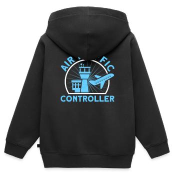 Luftverkehrskontrolle Fluglotse Flughafen Geschenk - Kinder Premium Organic Zip Hoodie - Schwarz - Hinten - AI Model Kid Male (0cm)