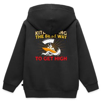 Kiteboarder Kitesurfer Kiten Kiteboard Cadeau - Sweat Premium à capuche zippé enfant bio - noir - Dos - AI Model Kid Male (0cm)