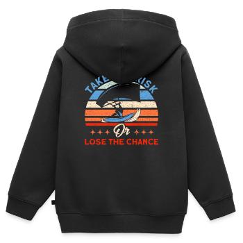 Kiteboarder Kitesurfer Kiten Kiteboard Cadeau - Sweat Premium à capuche zippé enfant bio - noir - Dos - AI Model Kid Male (0cm)