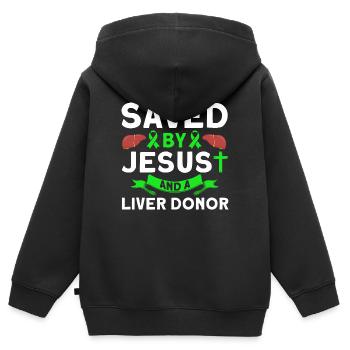 Receveurs d’organes Transplantation d’organes Transplantation d’organes - Sweat Premium à capuche zippé enfant bio - noir - Dos - AI Model Kid Male (0cm)