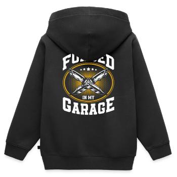 Production de couteaux Collection de couteaux Forger des couteaux - Sweat Premium à capuche zippé enfant bio - noir - Dos - AI Model Kid Male (0cm)