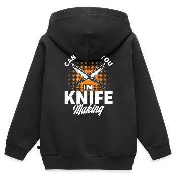 Collection de couteaux Couteaux de forgeage Production de couteaux - Sweat Premium à capuche zippé enfant bio - noir - Dos - AI Model Kid Male (0cm)