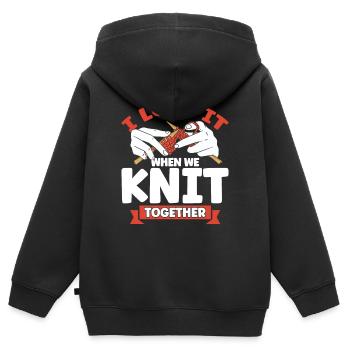 Knitting Knitting Knitting Lovers Gift - Kids Premium Organic Zip-up Hoodie - black - Back - AI Model Kid Male (0cm)