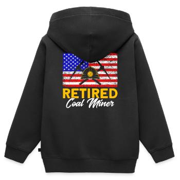 Mines souterraines Mineurs Mineurs de charbon - Sweat Premium à capuche zippé enfant bio - noir - Dos - AI Model Kid Male (0cm)