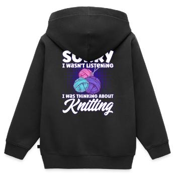 Knitting Knitting Lovers Knitting Gift - Kids Premium Organic Zip-up Hoodie - black - Back - AI Model Kid Male (0cm)