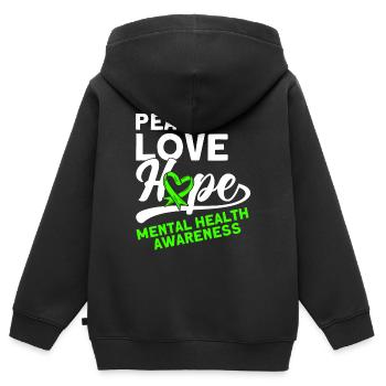 Conscience psychologique Green Loop Dépression - Sweat Premium à capuche zippé enfant bio - noir - Dos - AI Model Kid Male (0cm)