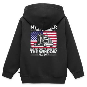 Sattelzug Sattelschlepper Fernfahrer Geschenk - Kinder Premium Organic Zip Hoodie - Schwarz - Hinten - AI Model Kid Male (0cm)