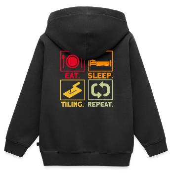 Carrelage Artisan Carrelage Cadeau - Sweat Premium à capuche zippé enfant bio - noir - Dos - AI Model Kid Male (0cm)